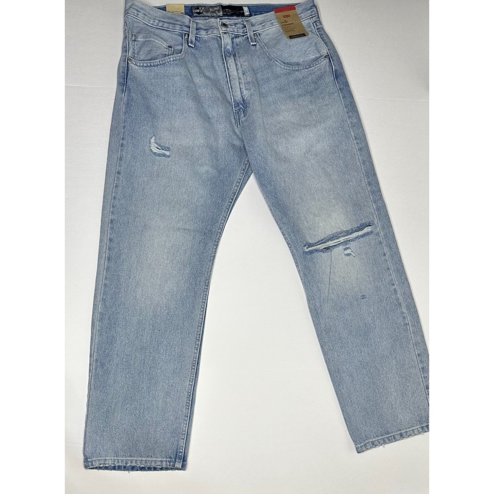 Levi’s silvertab relaxed straight leg Jeans mens 32 X 32 Light Wash Distressed